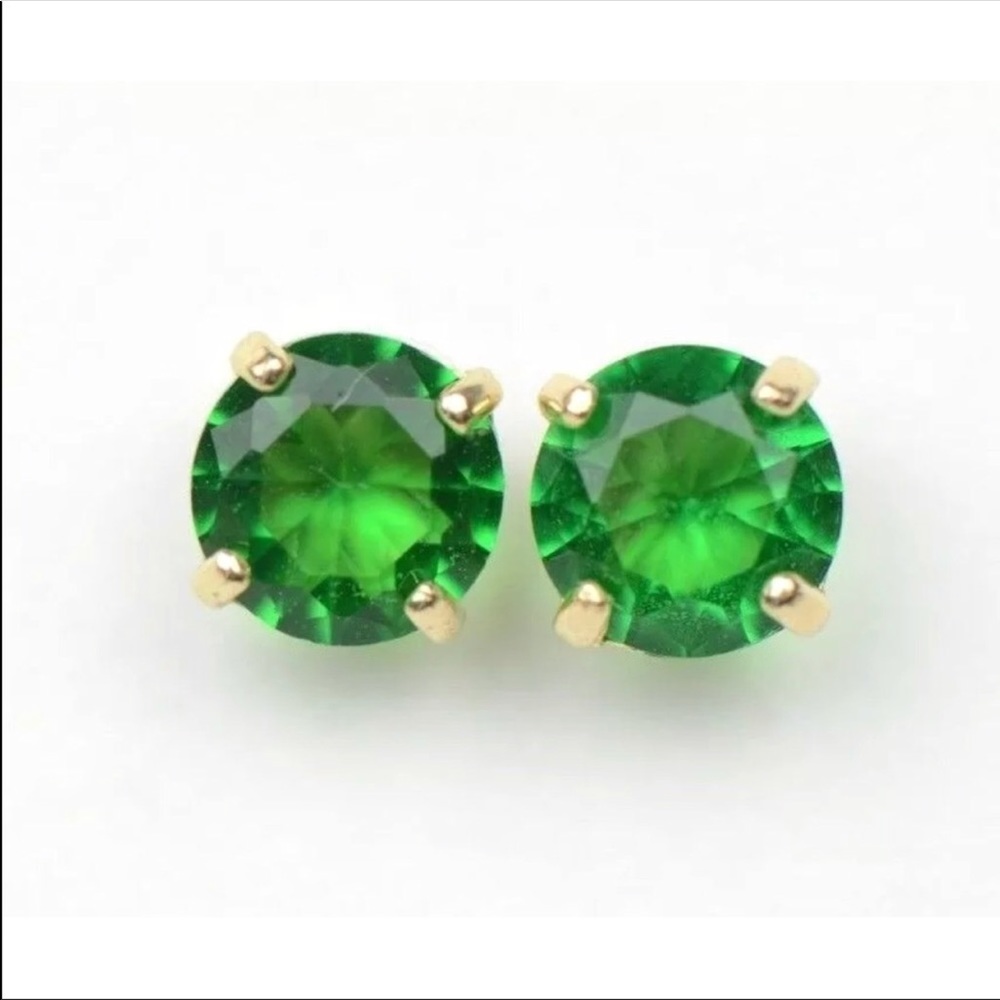 14k Solid White/Yellow Gold 5mm  Stud Earrings - Picture 5 of 9